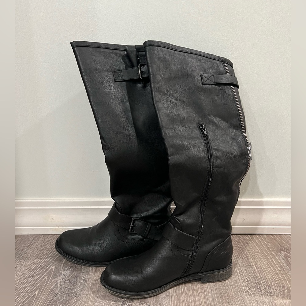 ShoeDazzle Women's Letoya Tall Riding Boots- Black